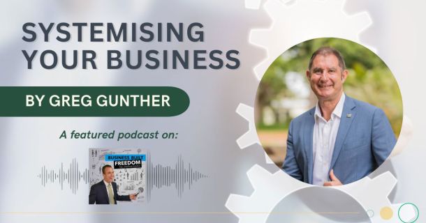 Bbusiness built freedom podcast cover featuring greg gunther