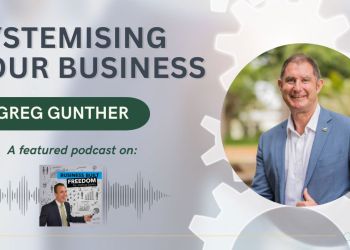 Business built freedom podcast cover featuring greg gunther